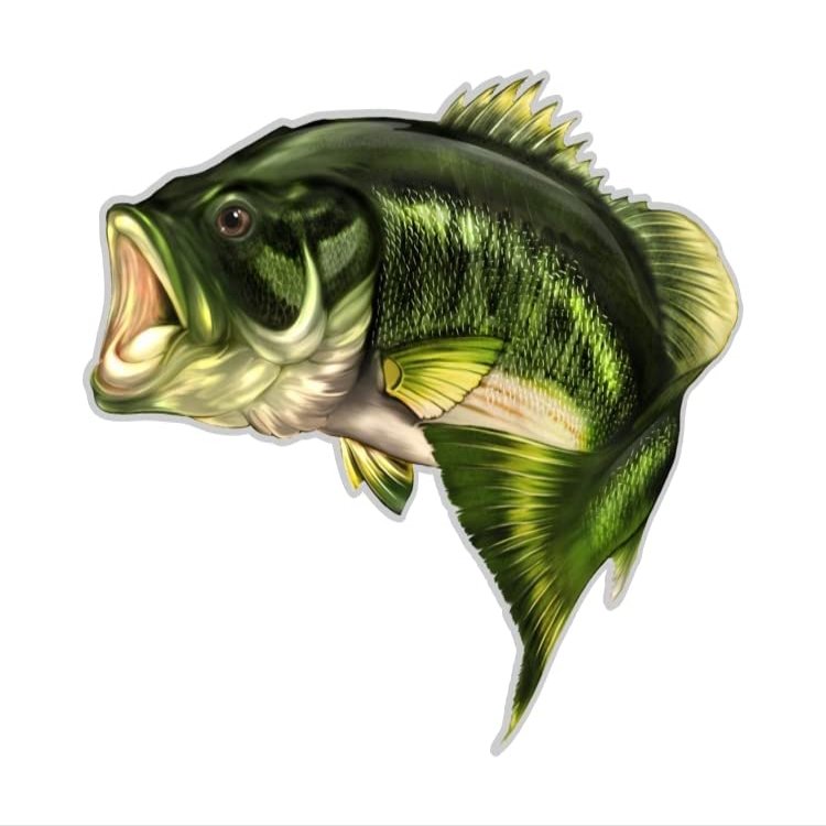 Fish Largemouth Bass Precision Cut Decal (6"w X 5.2"h)