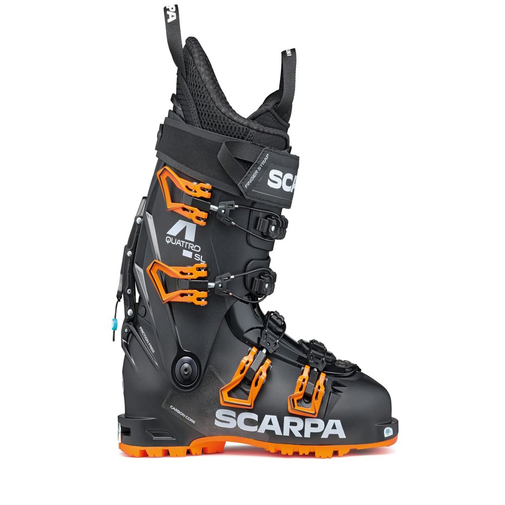 SCARPA Men's 4-Quattro SL 120 Flex Freeride Alpine Touring Ski Boots with GripWalk for Backcountry and Downhill Skiing - Black/Orange - 29.5