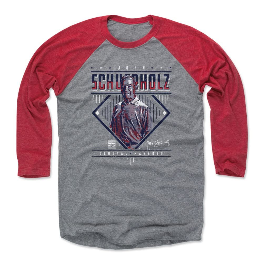 500 LEVEL John Schuerholz 3/4 Sleeve T-Shirt (Baseball Tee, XXX-Large, Red/Heather Gray) - John Schuerholz Atlanta Diamond Name WHT