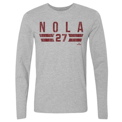 500 LEVEL Aaron Nola Long Sleeve Tee (Long Sleeve, XX-Large, Heather Gray) - Aaron Nola Philadelphia Font