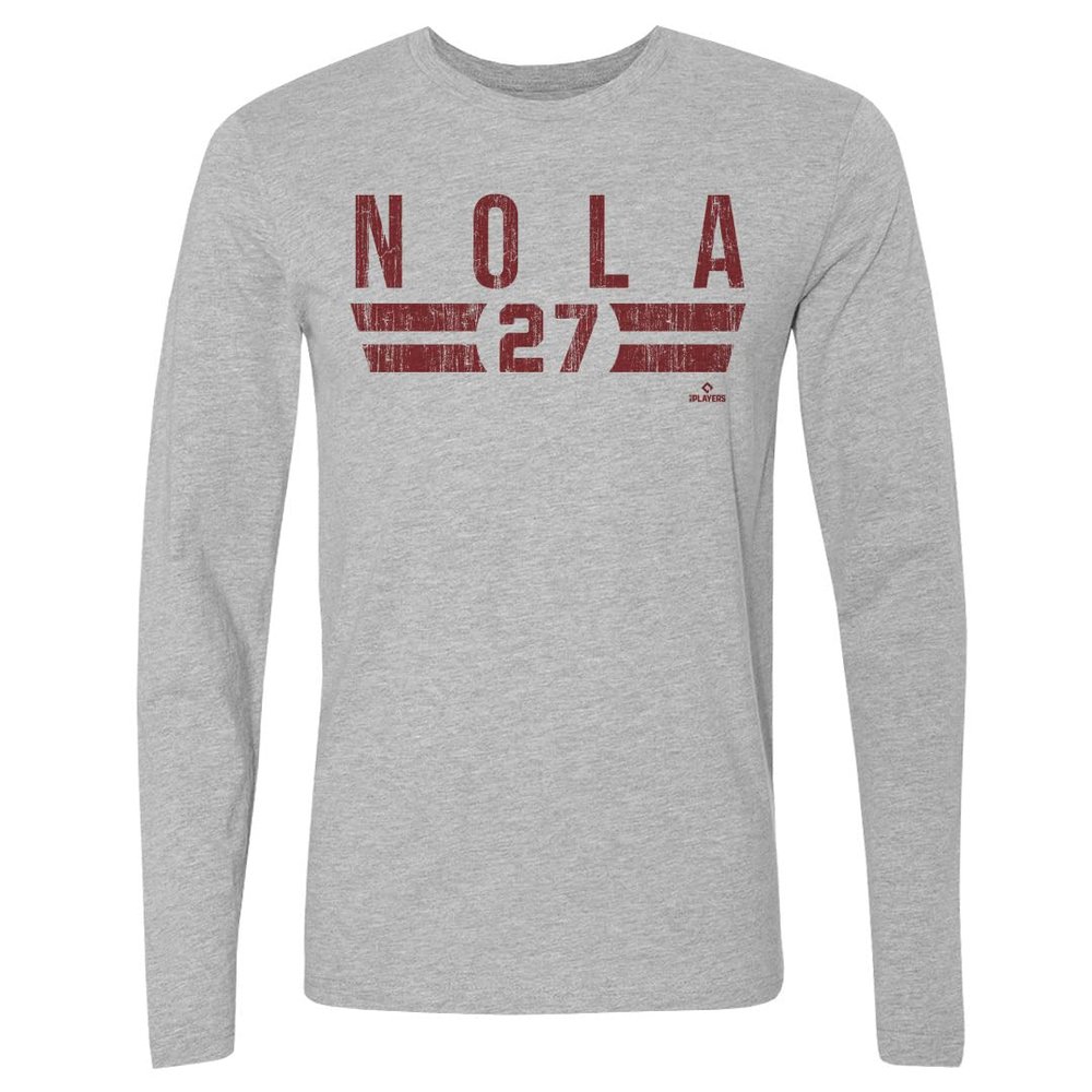 500 LEVEL Aaron Nola Long Sleeve Tee (Long Sleeve, XX-Large, Heather Gray) - Aaron Nola Philadelphia Font
