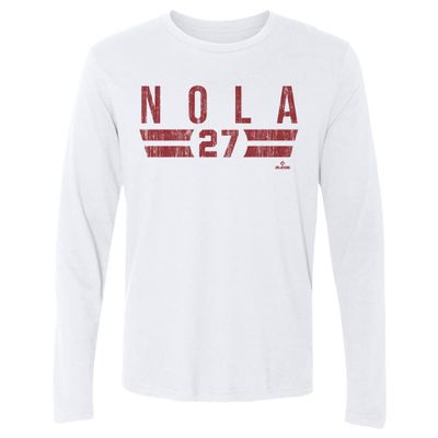 500 LEVEL Aaron Nola Long Sleeve Tee (Long Sleeve, XX-Large, White) - Aaron Nola Philadelphia Font