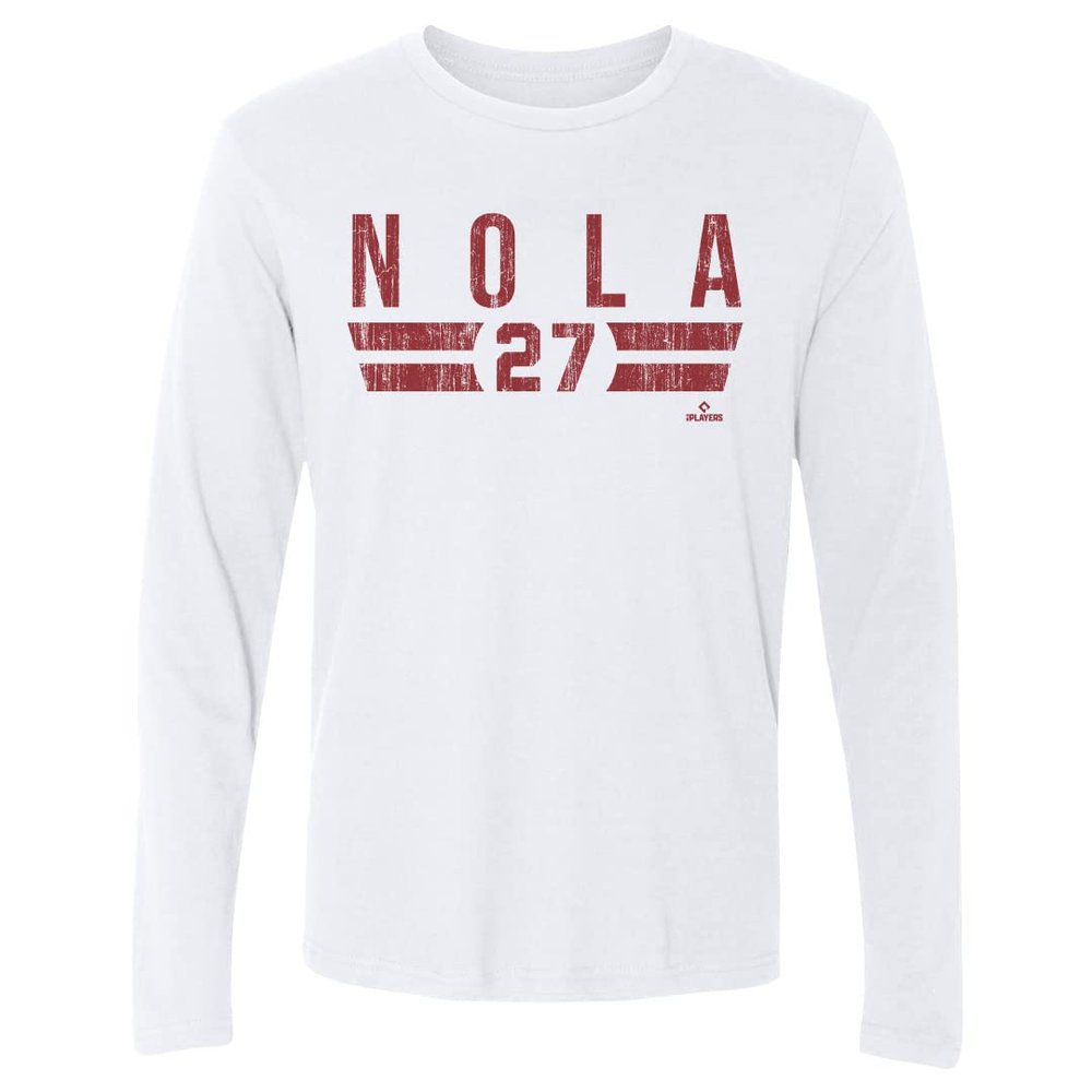 500 LEVEL Aaron Nola Long Sleeve Tee (Long Sleeve, XX-Large, White) - Aaron Nola Philadelphia Font