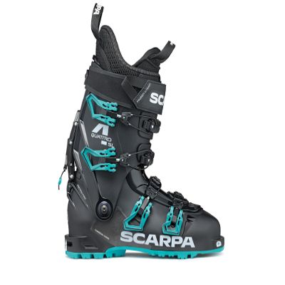 SCARPA Women's 4-Quattro SL 100 Flex Freeride Alpine Touring Ski Boots with GripWalk for Backcountry and Downhill Skiing - Black/Lagoon - 26.5