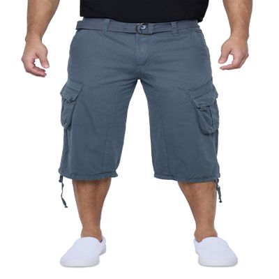 X RAY Men's Belted Long Cargo Shorts for Men, Below Knee Length Mens Cargo Shorts, 3/4 Pants (Big and Tall Shorts for Men) Steel 33