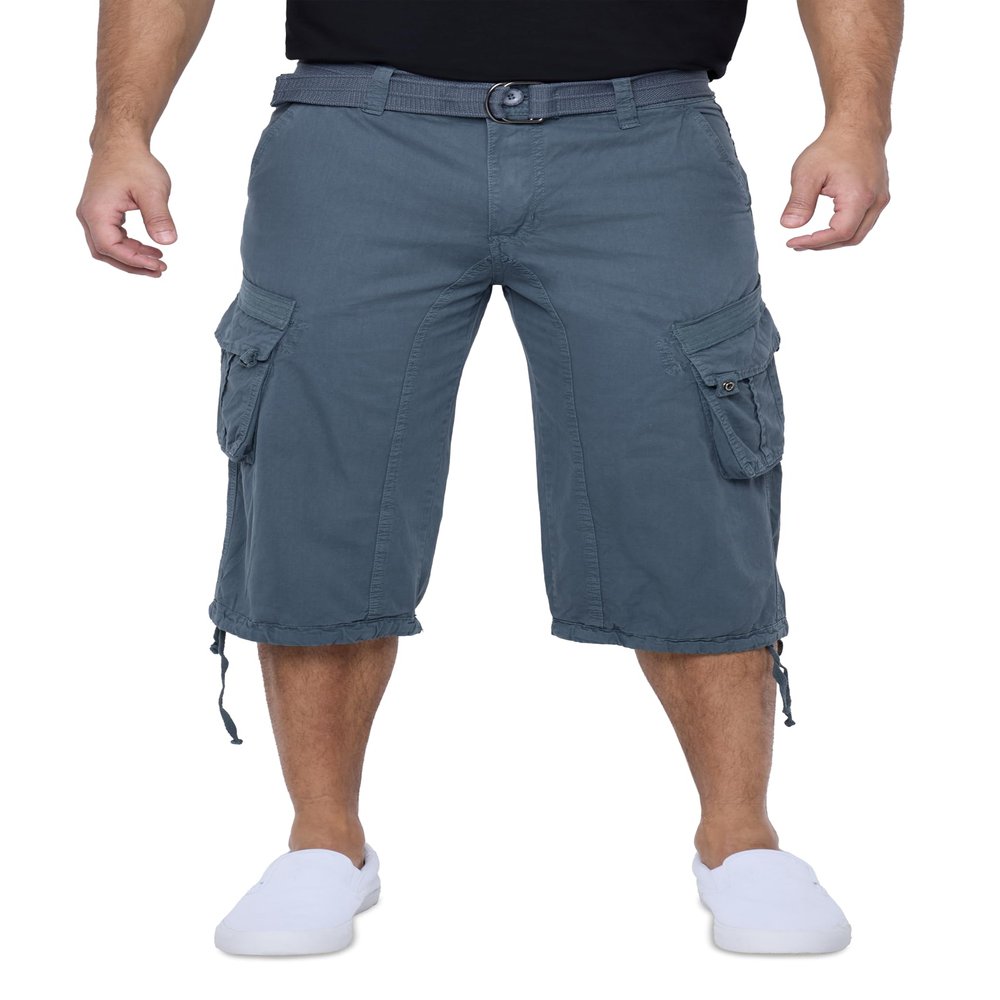X RAY Men's Belted Long Cargo Shorts for Men, Below Knee Length Mens Cargo Shorts, 3/4 Pants (Big and Tall Shorts for Men) Steel 33
