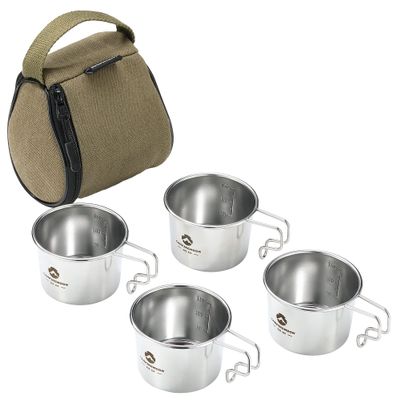 CAMPINGMOON 304 Stainless Steel Small Little Camping Coffee Mug Cup 160ml S-180 (4pcs set/w bag)