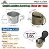 CAMPINGMOON 304 Stainless Steel Small Little Camping Coffee Mug Cup 160ml S-180 (4pcs set/w bag) view 2