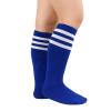 American Trends Kids Toddler Soccer Socks Knee High Tube long Three Stripes Cotton Uniform Sports Socks for Child Boys Girls 1 Pack Navy Blue White 6-9 Years view 3