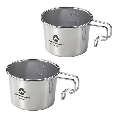 CAMPINGMOON Small Coffee Mug Cup 160ml 304 Stainless Steel Camping Backpacking S-180 (2pcs set)