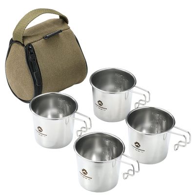 CAMPINGMOON 7oz Mug Cup Stackable 304 Stainless Steel Small Little Camping Beer 210ml S-190 (4pcs set/w bag)