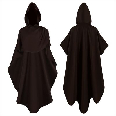 tuduoms Halloween Costumes for Adult Medieval Hooded Monk Cloak Renaissance Priest Robe Friar Cosplay Costume Goth Clothes Coffee