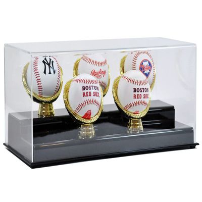 Gold Glove Acrylic Baseball Display Case Holder for Baseballs (1 to 5 Baseballs) (5-Baseball Gold Glove Display)