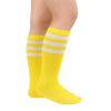 American Trends Kids Toddler Soccer Socks Knee High Tube long Three Stripes Cotton Uniform Sports Socks for Child Boys Girls 1 Pack Yellow White 6-9 Years view 3