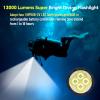 Wurrkos DL70 Dive Light,13000 Lumen Super Bright Scuba Diving Light with 4pcs Led Dive Lights,IPX8 Waterproof Dive Torch Underwater 328ft,4 Mode Night Dive Flashlight for Submarine Deep Sea Cave view 3