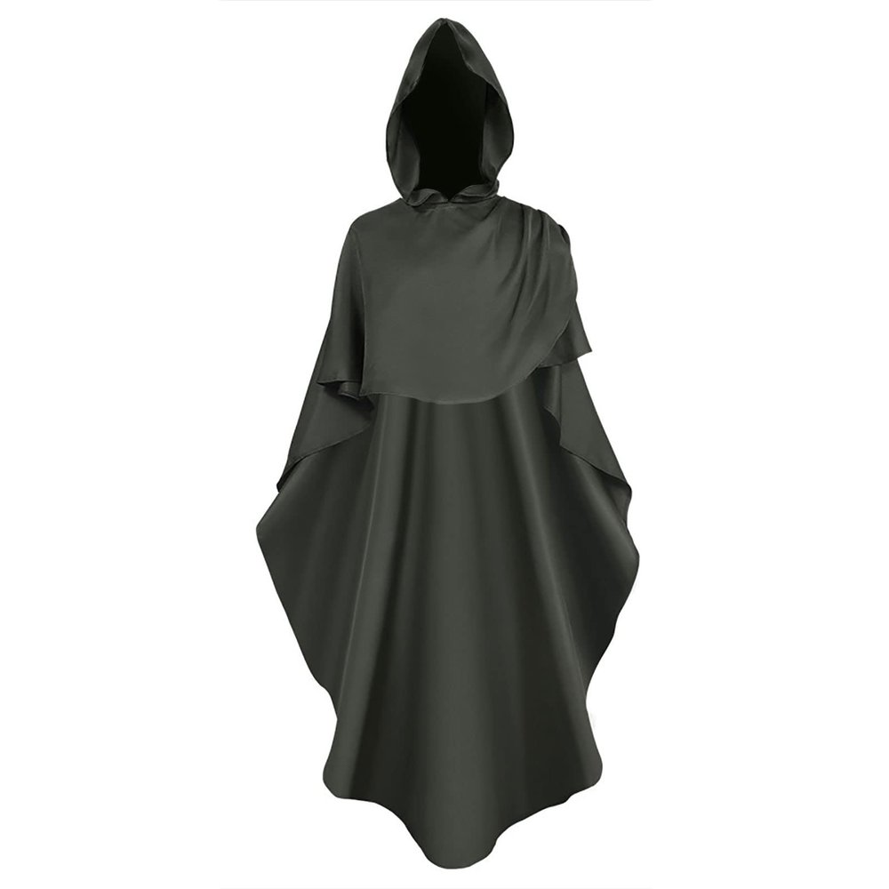 tuduoms Men Hooded Robe Cloak Knight Fancy Cool Cosplay Costume Friar Medieval Hooded Monk Renaissance Priest Robe Costume Gray