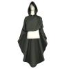 tuduoms Men Hooded Robe Cloak Knight Fancy Cool Cosplay Costume Friar Medieval Hooded Monk Renaissance Priest Robe Costume Gray view 3