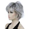 Lydell 8" Short Layered Shaggy Wavy Full Synthetic Wigs (48T Light Gray with Dark Root) view 2