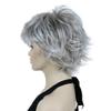 Lydell 8" Short Layered Shaggy Wavy Full Synthetic Wigs (48T Light Gray with Dark Root) view 4