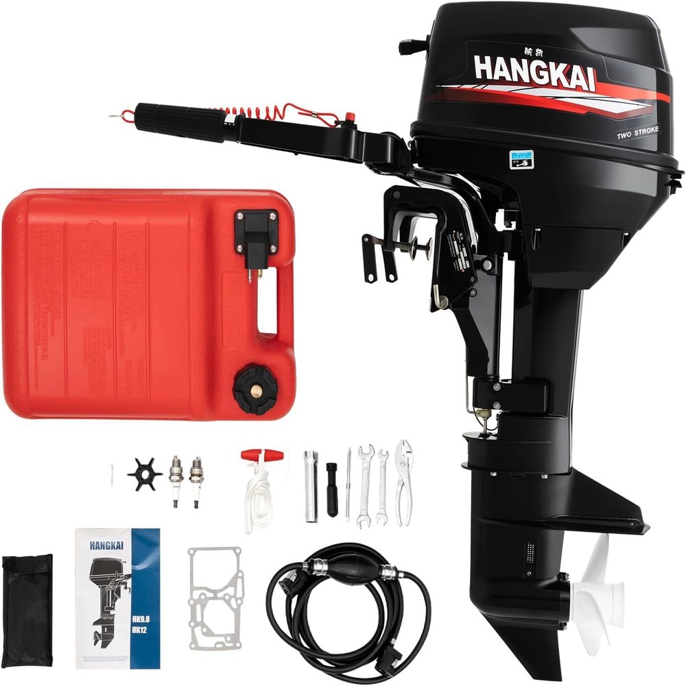 2-Stroke 12 HP Outboard Motor, 169CC Inflatable Fishing Boat Engine with Water Cooling & CDI Ignition System for Inflatable Boat Kayak Canoe Sailboat, 4500-5500 r/min