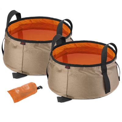 2 Pack Portable Collapsible Bucket 10L, Portable Camping Bucket, Outdoor Basin Fishing Bucket with Handle, Portable Wash Basin, for Car Washing Hiking (Color : Orange)