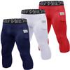 3 Pack Men's Compression Pants 3/4 Workout Dry-fit Baselayers Underwear Sport Tights Running Athletic Leggings Capris view 1