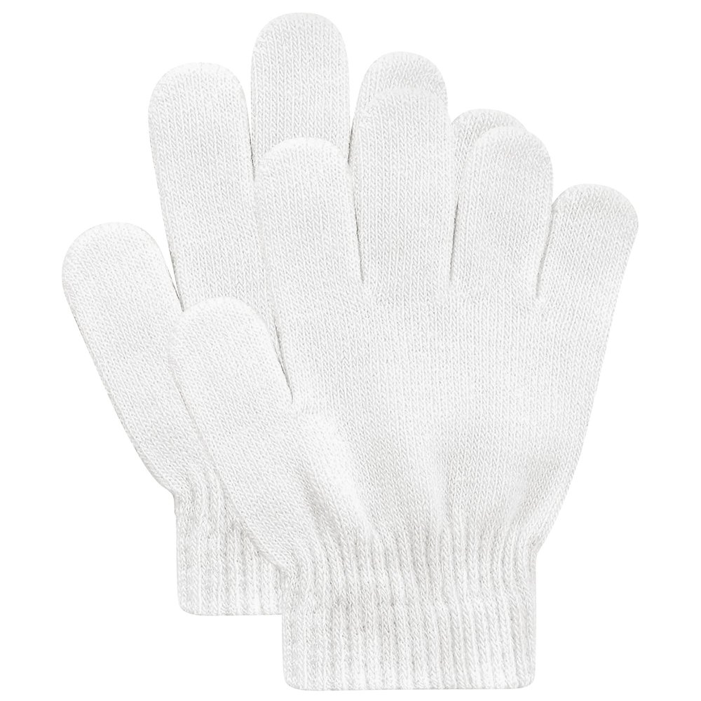 DOOVID Kids Knit Gloves Full Fingers Winter Gloves for Little Boys Girls Stretchy Warm Magic Gloves Age 5-11 White One Size