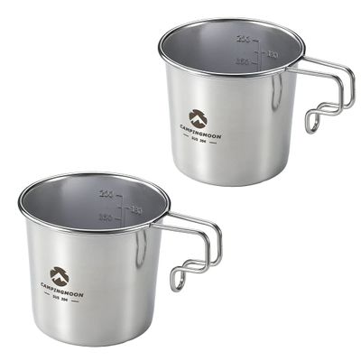 CAMPINGMOON 7oz Mug Cup Stackable 304 Stainless Steel Small Little Camping Beer 210ml S-190 (2pc set)