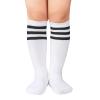 American Trends Kids Toddler Soccer Socks Knee High Tube long Three Stripes Cotton Uniform Sports Socks for Child Boys Girls 1 Pack White Black 3-6 Years view 1