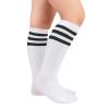American Trends Kids Toddler Soccer Socks Knee High Tube long Three Stripes Cotton Uniform Sports Socks for Child Boys Girls 1 Pack White Black 3-6 Years view 3