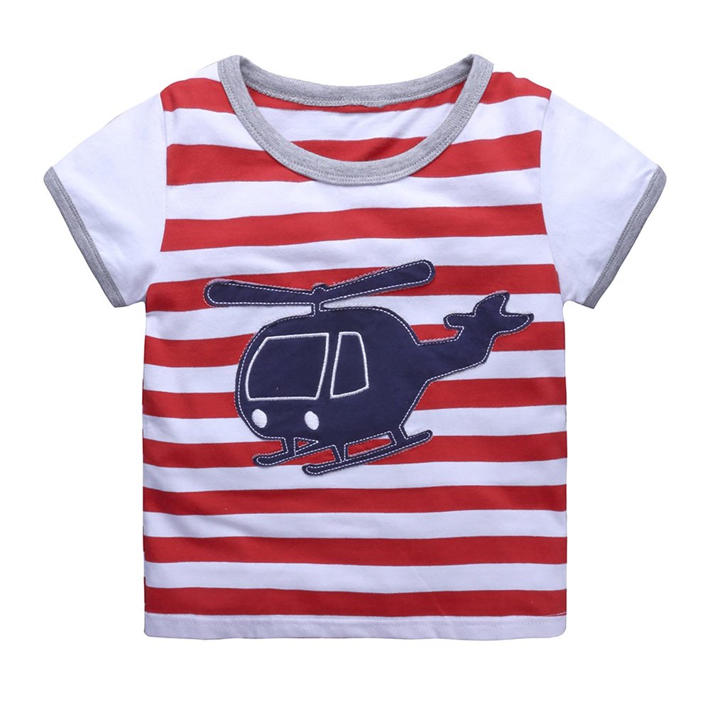 Toddler Kids Girls Boys Car Cartoon 3D Prints Loose Tops Soft Short Sleeve T Shirt Tee Youth Medium T (Red-`, 3-4 Years)