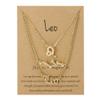 3Pcs 12 Constellation Zodiac Sign Layered Choker Necklaces Old English Letter Astrology Horoscope with Message Card for Women Birthday Friendship Jewelry-Leo view 1