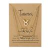 3Pcs 12 Constellation Zodiac Sign Layered Choker Necklaces Old English Letter Astrology Horoscope with Message Card for Women Birthday Friendship Jewelry-Taurus view 1