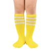 American Trends Kids Toddler Soccer Socks Knee High Tube long Three Stripes Cotton Uniform Sports Socks for Child Boys Girls 1 Pack Yellow White 3-6 Years view 1
