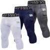 3 Pack Men's Compression Pants 3/4 Workout Dry-fit Baselayers Underwear Sport Tights Running Athletic Leggings Capris view 1