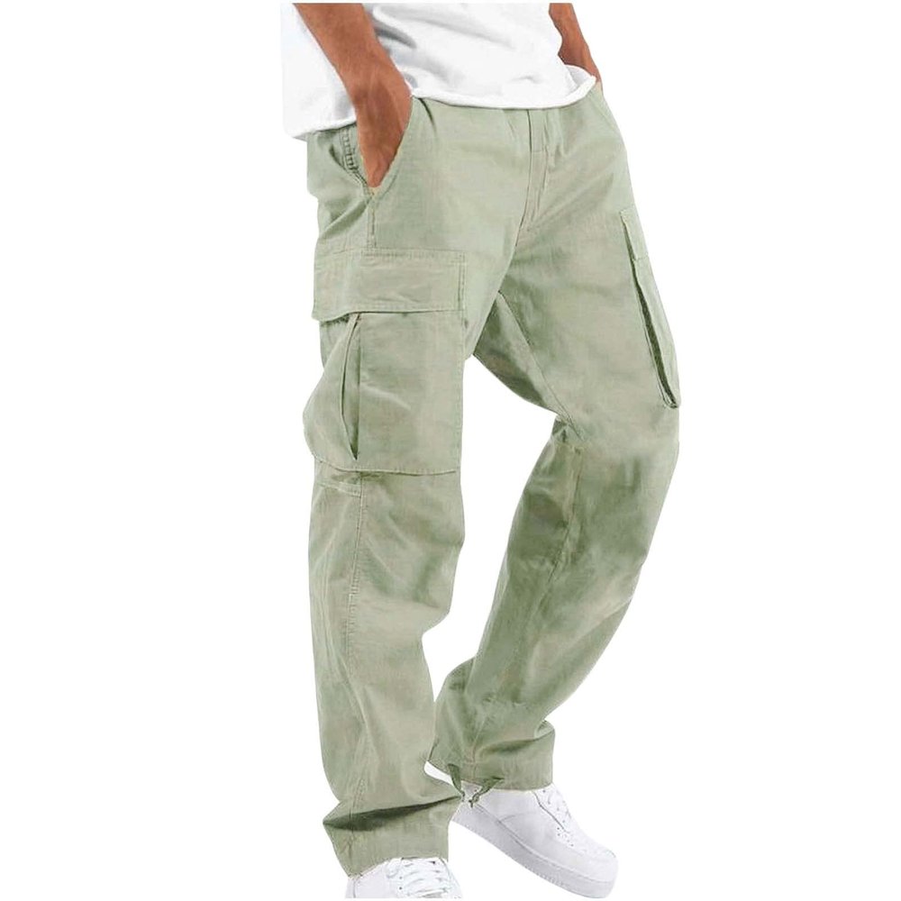 Sweat Pants for Men Stretch Fashion Hip Jeans Streetwear Khaki Baggy Pants with Zipper Pockets Green XXL