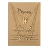 3Pcs 12 Constellation Zodiac Sign Layered Choker Necklaces Old English Letter Astrology Horoscope with Message Card for Women Birthday Friendship Jewelry-Pisces view 1