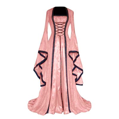 tuduoms Women's Renaissance Cosplay Costume Vintage Medieval Reminisce Irish Costume Plus Size Victorian Halloween Costumes Pink