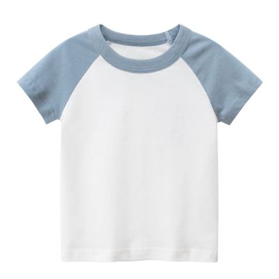 Toddler Kids Baby Boys Girls Color Block Short Sleeve Crewneck T Shirts Tops Tee Clothes Boy (Light Blue #0, 4-5 Years)