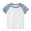Toddler Kids Baby Boys Girls Color Block Short Sleeve Crewneck T Shirts Tops Tee Clothes Boy (Light Blue #0, 4-5 Years) view 1