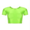 Yhong Women's Smooth Crew Neck Short Sleeve Casual Spandex Crop Top T-Shirt Slim Fit Casual Compression Workout Vest Fluorescent Green Medium view 3