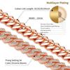 13mm Cuban Link Chain For Men Women Iced Out Chain Miami Cuban Necklace Bling Diamond Chains Hip Hop Jewelry Rose Gold 18inch view 2