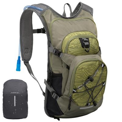 EVERFUN Hiking Backpack with Water Bladder Insulated Hydration Backpack 18L , Women Men Hydration Pack Daypack Lightweight Hydropack with Rain Cover for Hiking, Cycling, Running, Festivals