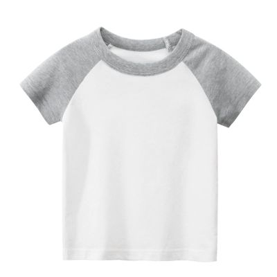 Toddler Kids Baby Boys Girls Color Block Short Sleeve Crewneck T Shirts Tops Tee Clothes Athletic (Grey #0, 5-6 Years)