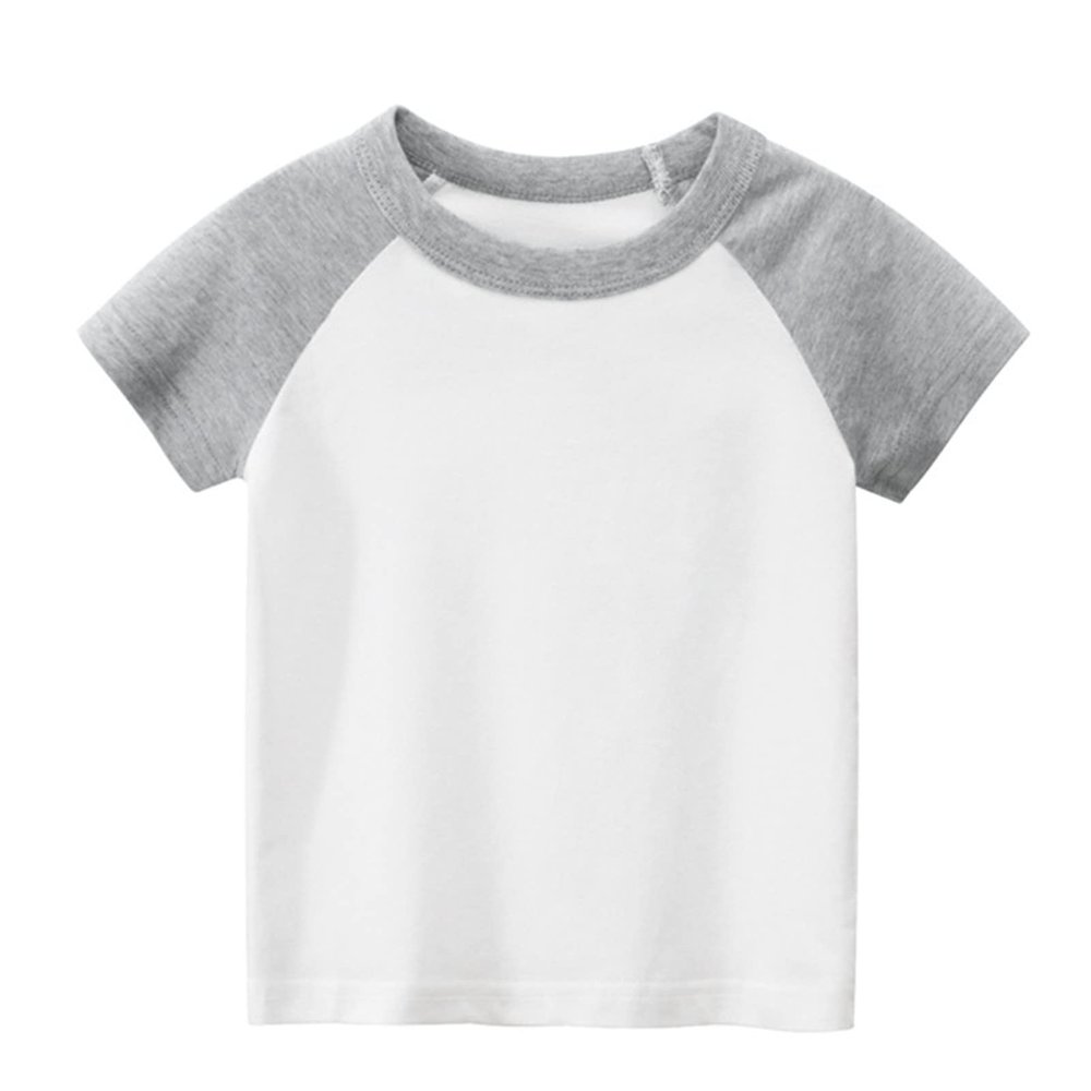 Toddler Kids Baby Boys Girls Color Block Short Sleeve Crewneck T Shirts Tops Tee Clothes Athletic (Grey #0, 5-6 Years)