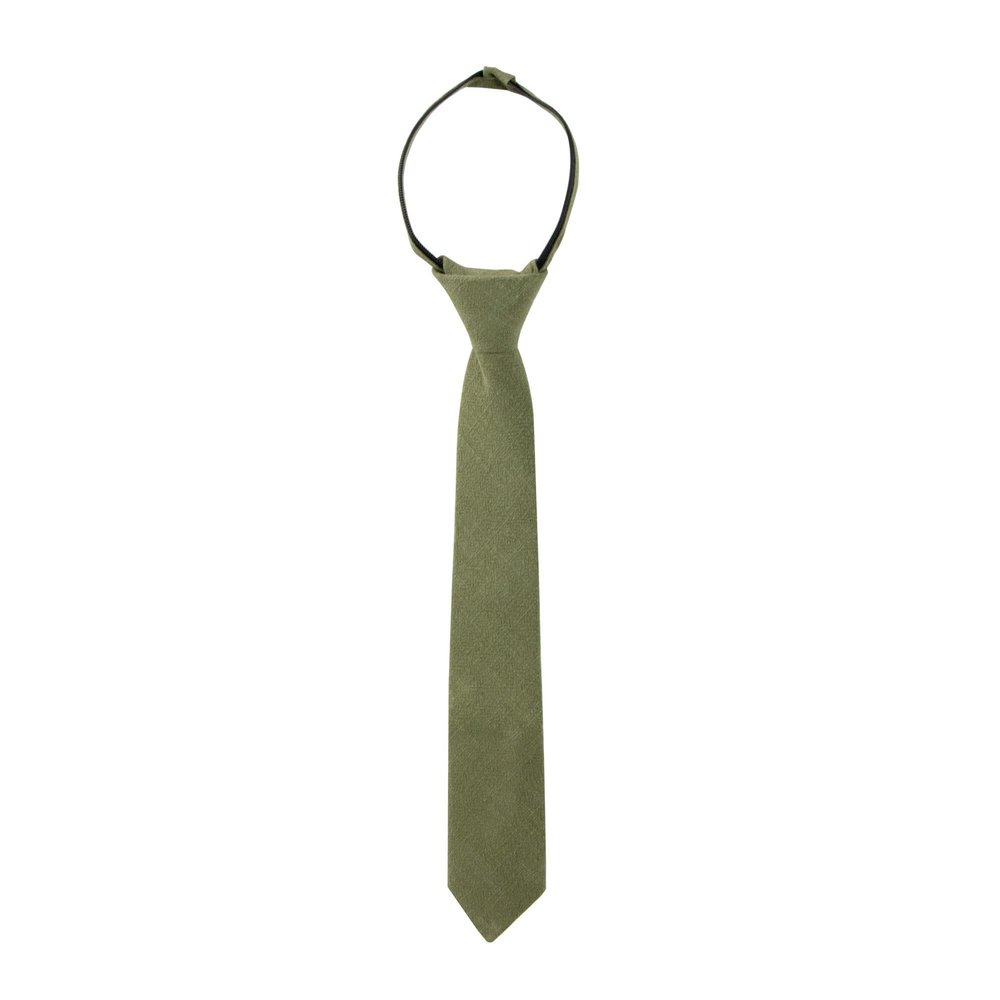 Spring Notion Boys' Linen Blend Zipper Necktie Olive Large