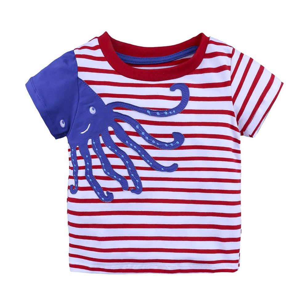 Toddler Kids Girls Boys Car Cartoon 3D Prints Loose Tops Soft Short Sleeve T Shirt Tee Boy Quick (0-Red, 18-24 Months)