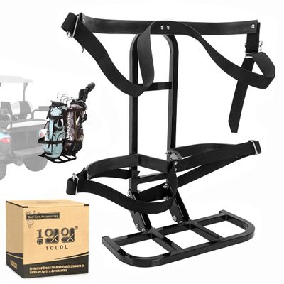 10L0L Universal Golf Cart Rear Seat Bag Holder Rack for EZGO Yamaha Club Car Carts, with Rear Safety Grab Bar