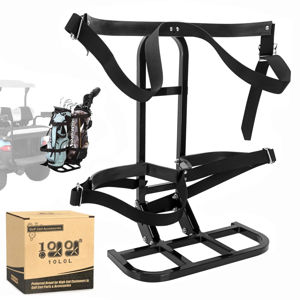 10L0L Universal Golf Cart Rear Seat Bag Holder Rack for EZGO Yamaha Club Car Carts, with Rear Safety Grab Bar