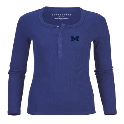 Boxercraft Women's University of Michigan Wolverines Harper Henley, Navy, L